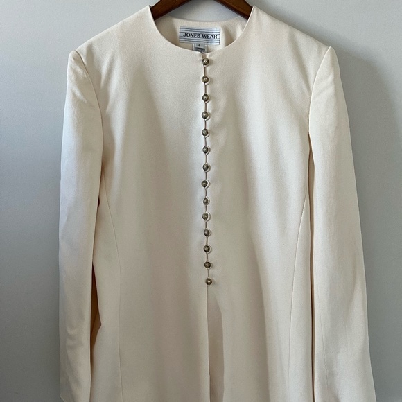 Jones Wear Silk Button Down Tunic Jacket In Cream Size 8 - Picture 1 of 10